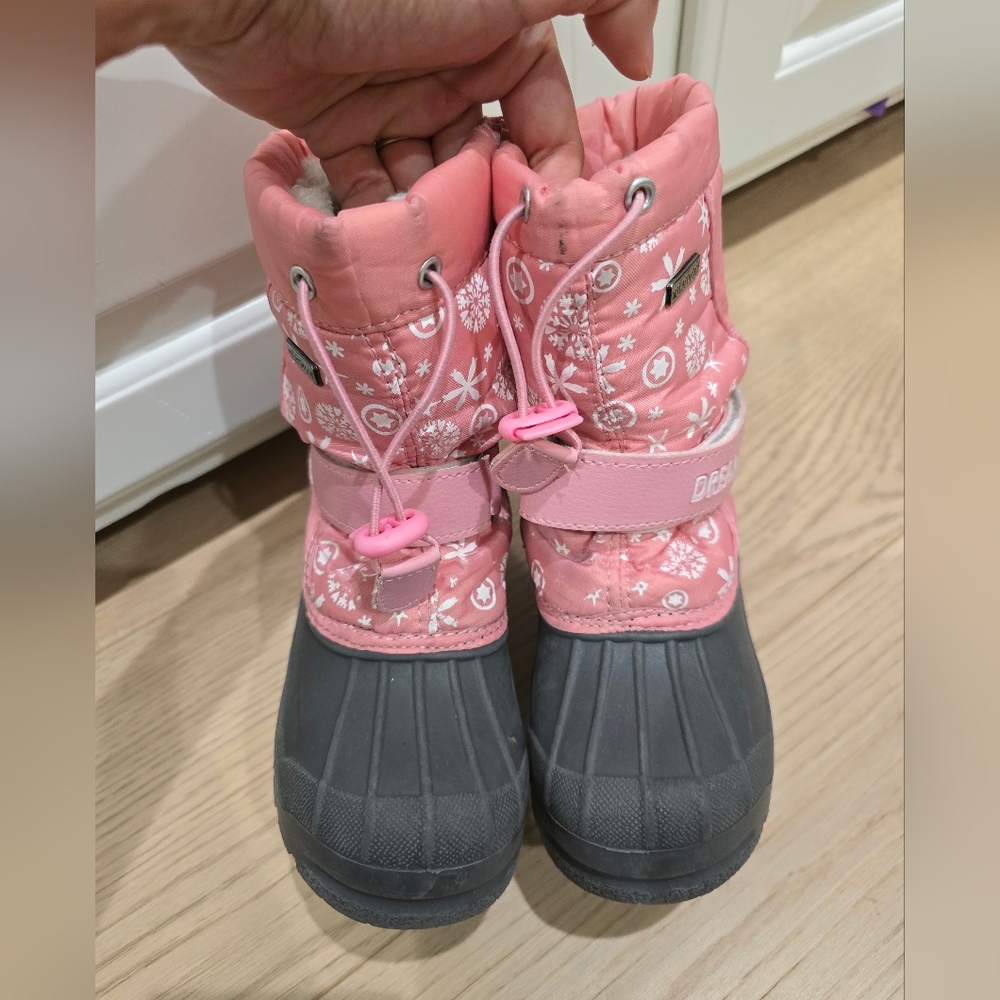 Pink and Gray Kids Snow Boots